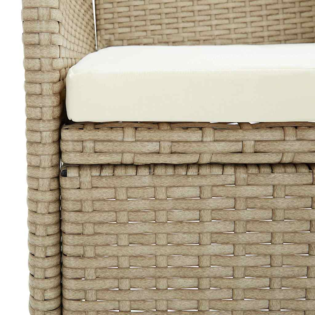 Set da Pranzo da Giardino 5 pz in Polyrattan e Vetro Beige