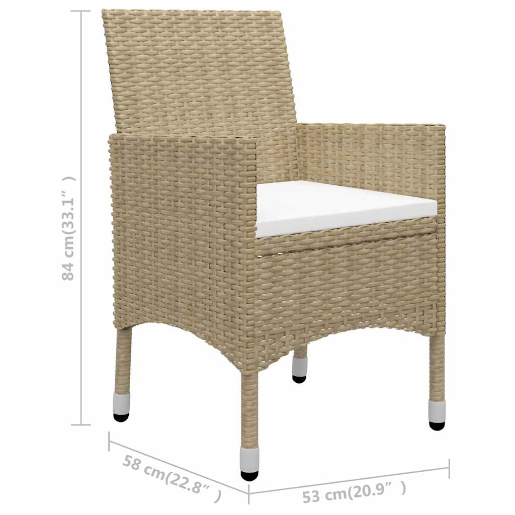 Set da Pranzo da Giardino 5 pz in Polyrattan e Vetro Beige