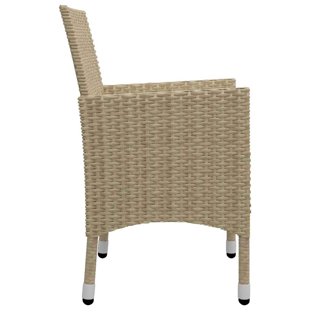 Set da Pranzo da Giardino 5 pz in Polyrattan e Vetro Beige