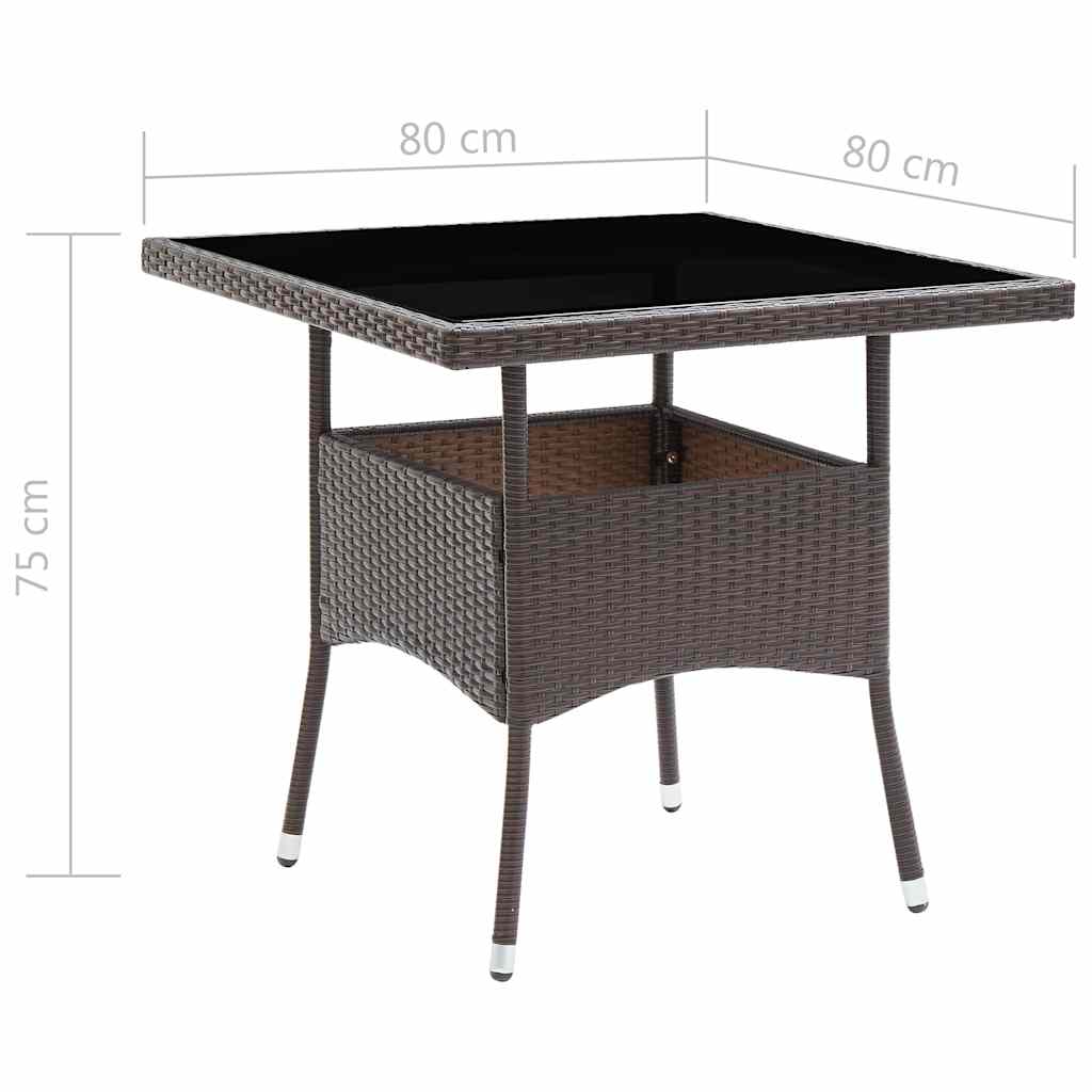 Set da Pranzo da Giardino 5 pz Marrone in Polyrattan e Vetro