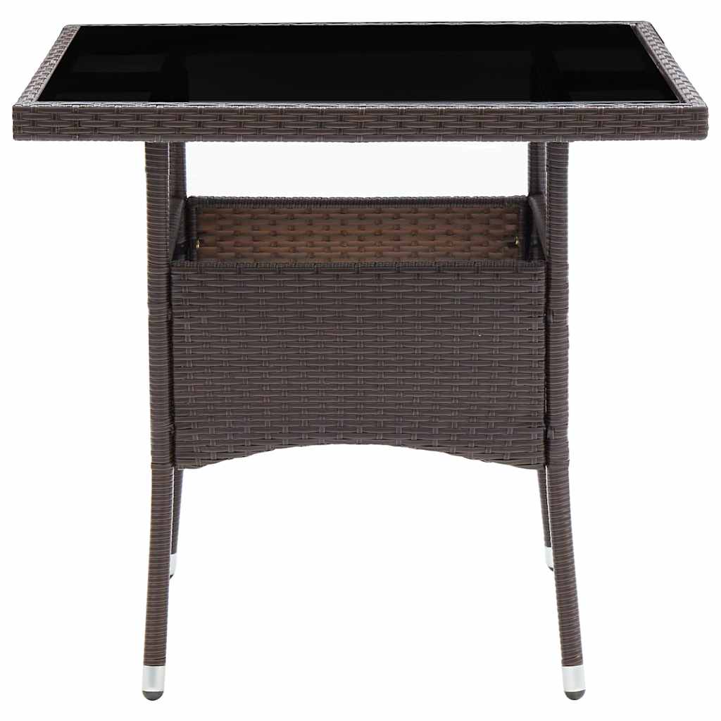 Set da Pranzo da Giardino 5 pz Marrone in Polyrattan e Vetro