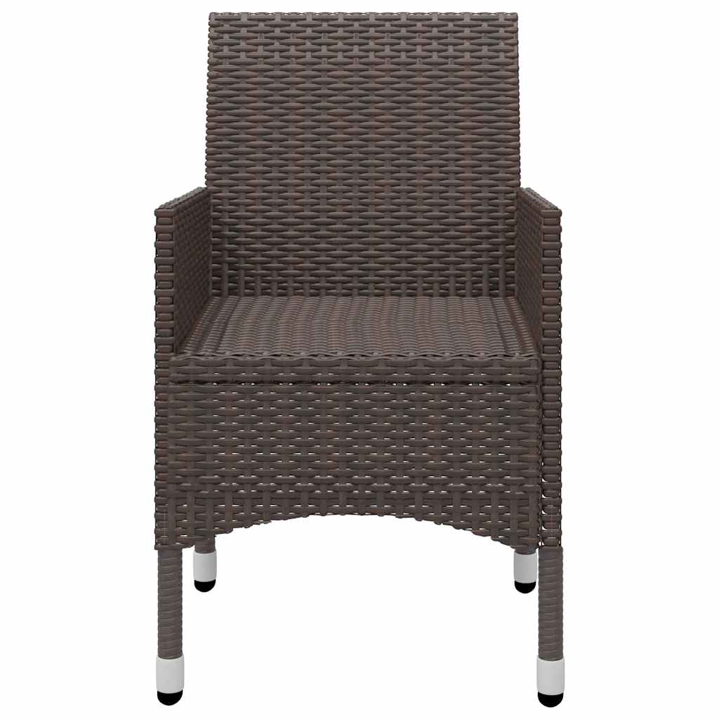 Set da Pranzo da Giardino 5 pz Marrone in Polyrattan e Vetro