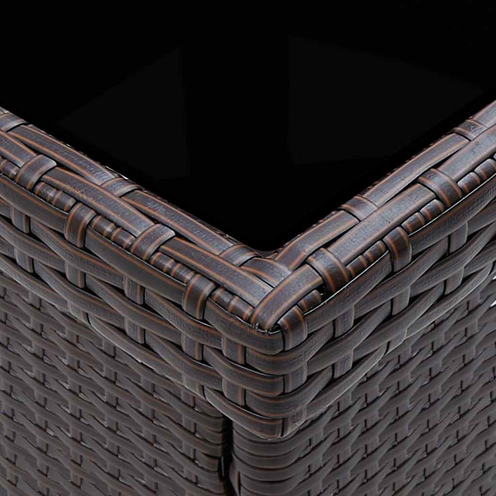 Set da Pranzo da Giardino 5 pz Marrone in Polyrattan e Vetro