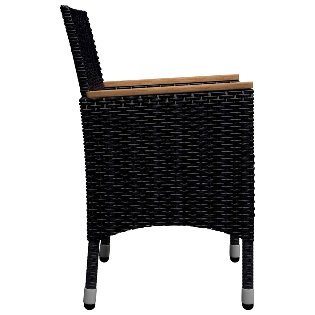 Set da Pranzo da Giardino 9 pz in Polyrattan e Acacia Nero
