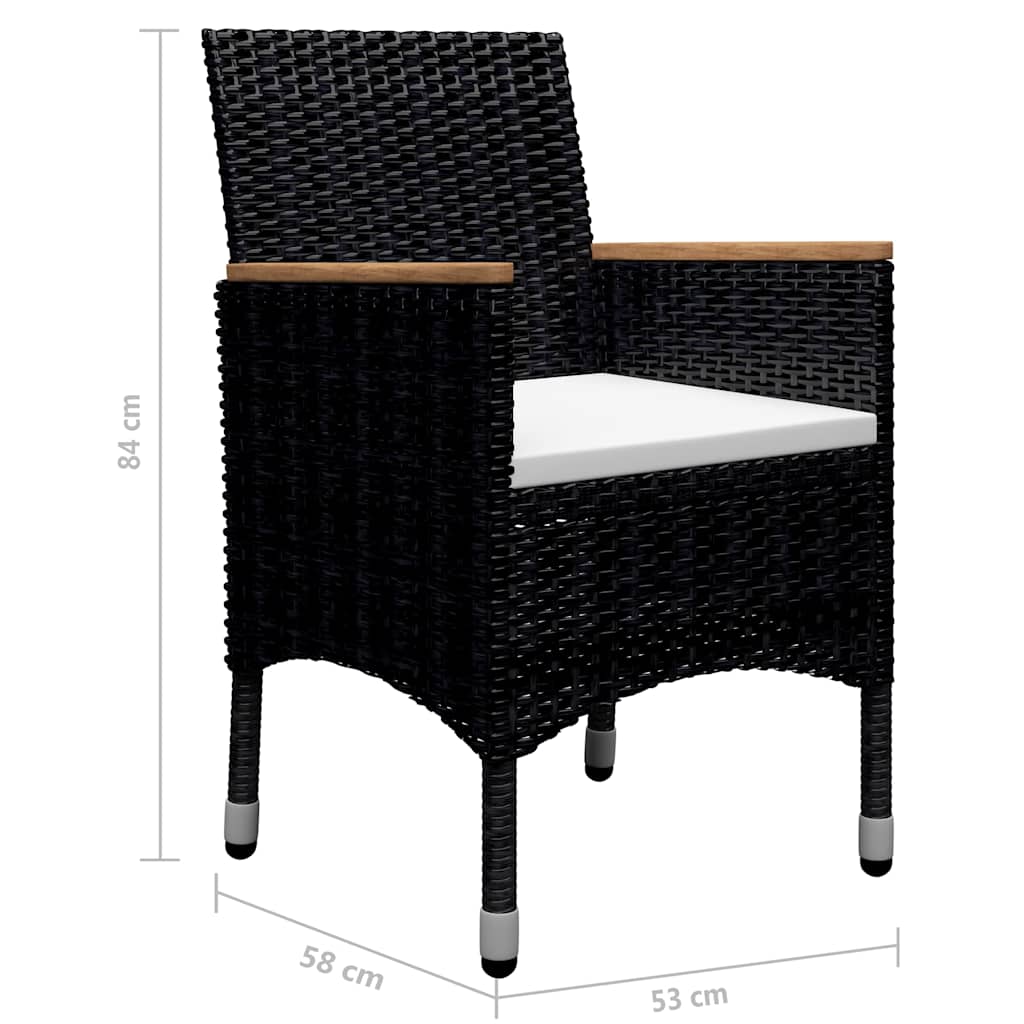 Set da Pranzo da Giardino 9 pz in Polyrattan e Acacia Nero