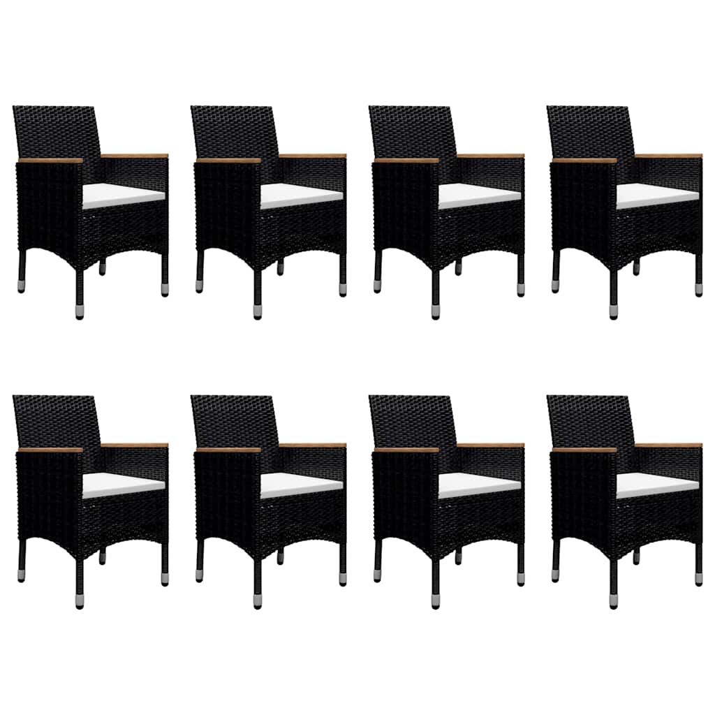 Set da Pranzo da Giardino 9 pz in Polyrattan e Acacia Nero