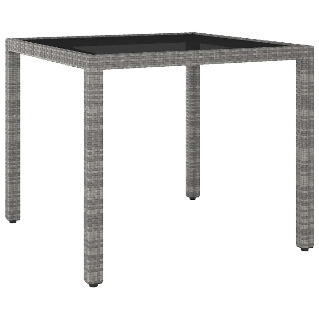 Set Pranzo da Giardino 5 pz Polyrattan e Vetro Temperato Grigio