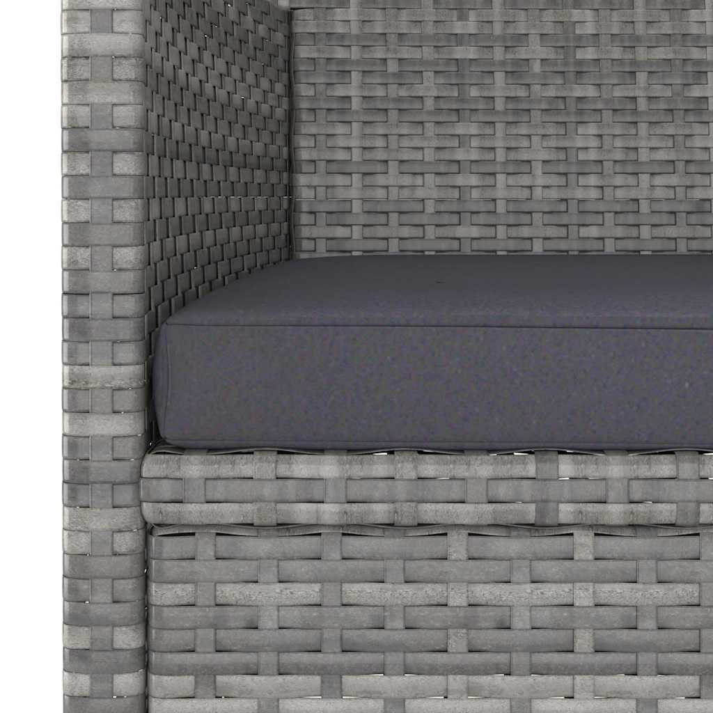 Set Pranzo da Giardino 5 pz Polyrattan e Vetro Temperato Grigio