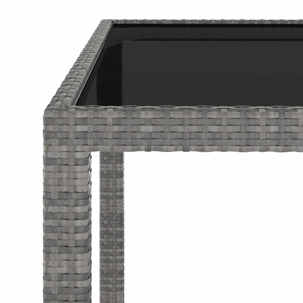 Set Pranzo da Giardino 5 pz Polyrattan e Vetro Temperato Grigio