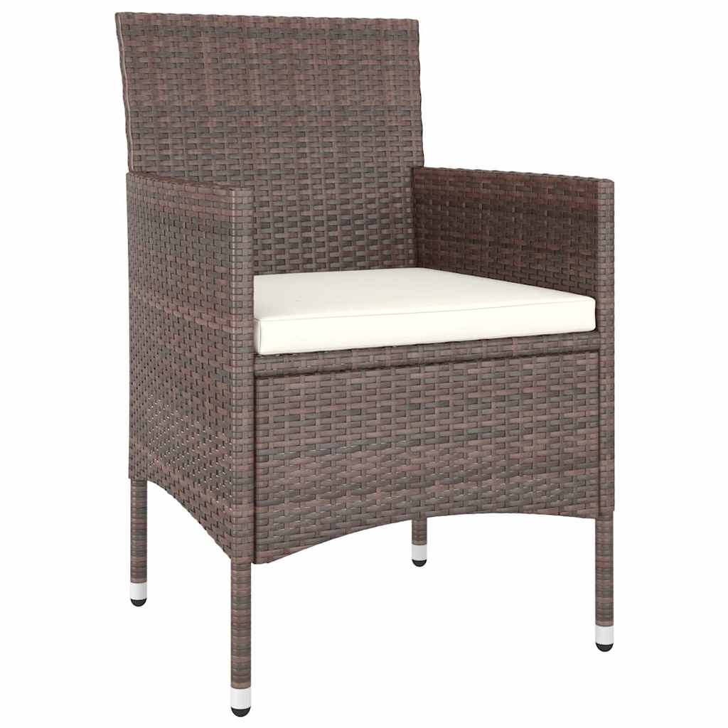 Set Pranzo da Giardino 5pz Polyrattan e Vetro Temperato Marrone