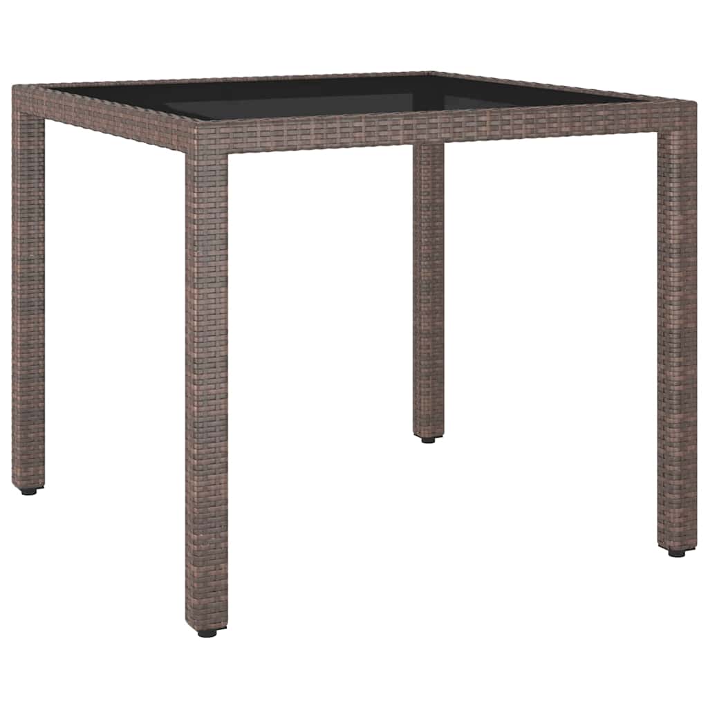 Set Pranzo da Giardino 5pz Polyrattan e Vetro Temperato Marrone