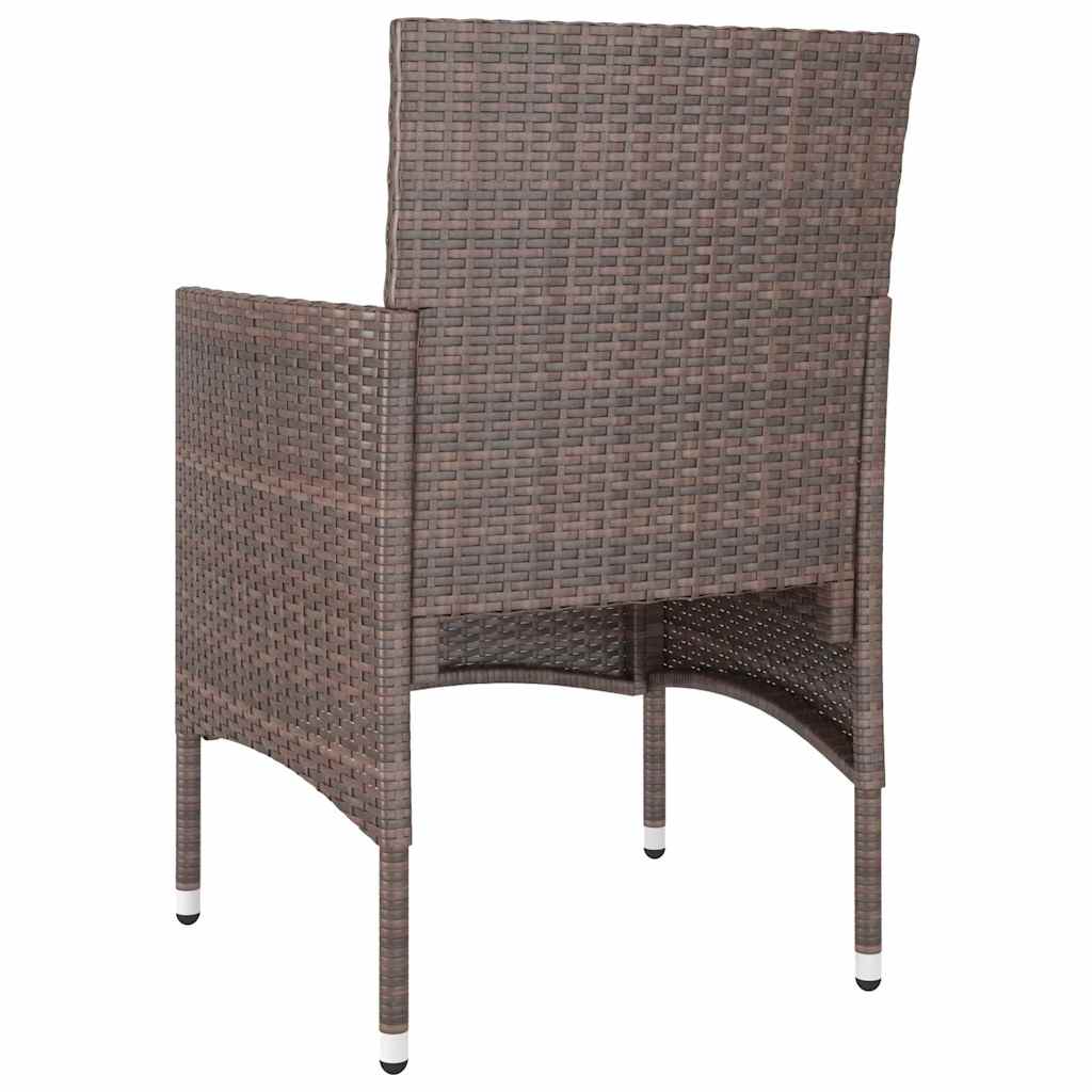 Set Pranzo da Giardino 5pz Polyrattan e Vetro Temperato Marrone