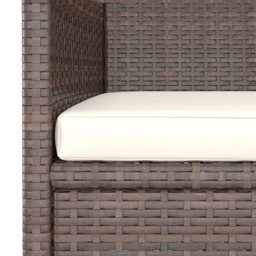 Set Pranzo da Giardino 5pz Polyrattan e Vetro Temperato Marrone