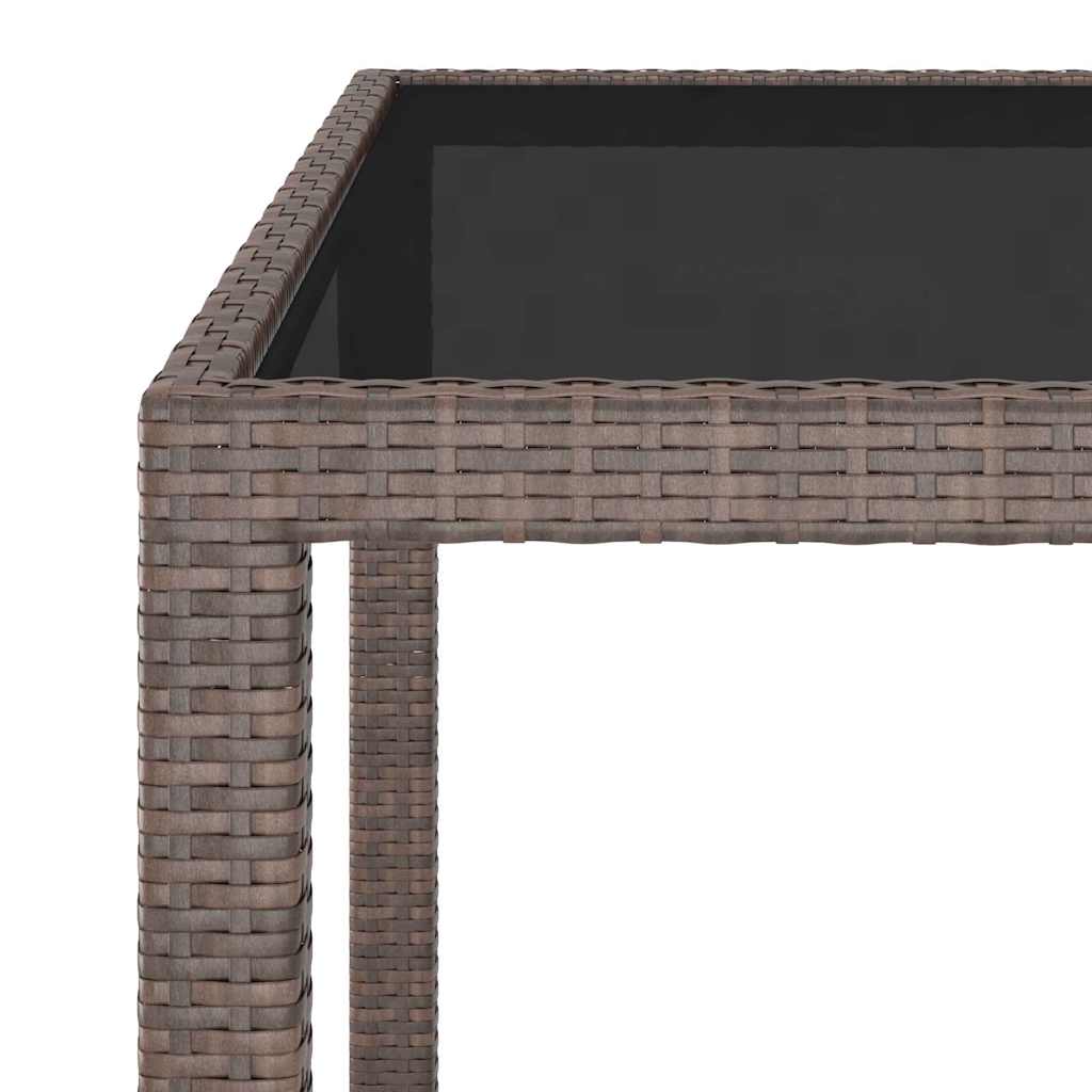 Set Pranzo da Giardino 5pz Polyrattan e Vetro Temperato Marrone