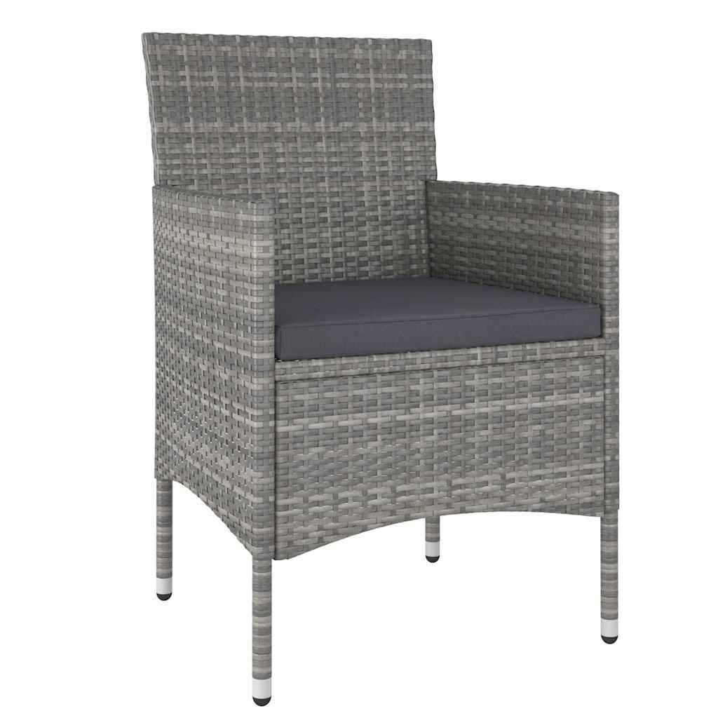 Set da Pranzo Giardino 5 pz Polyrattan e Massello Acacia Grigio