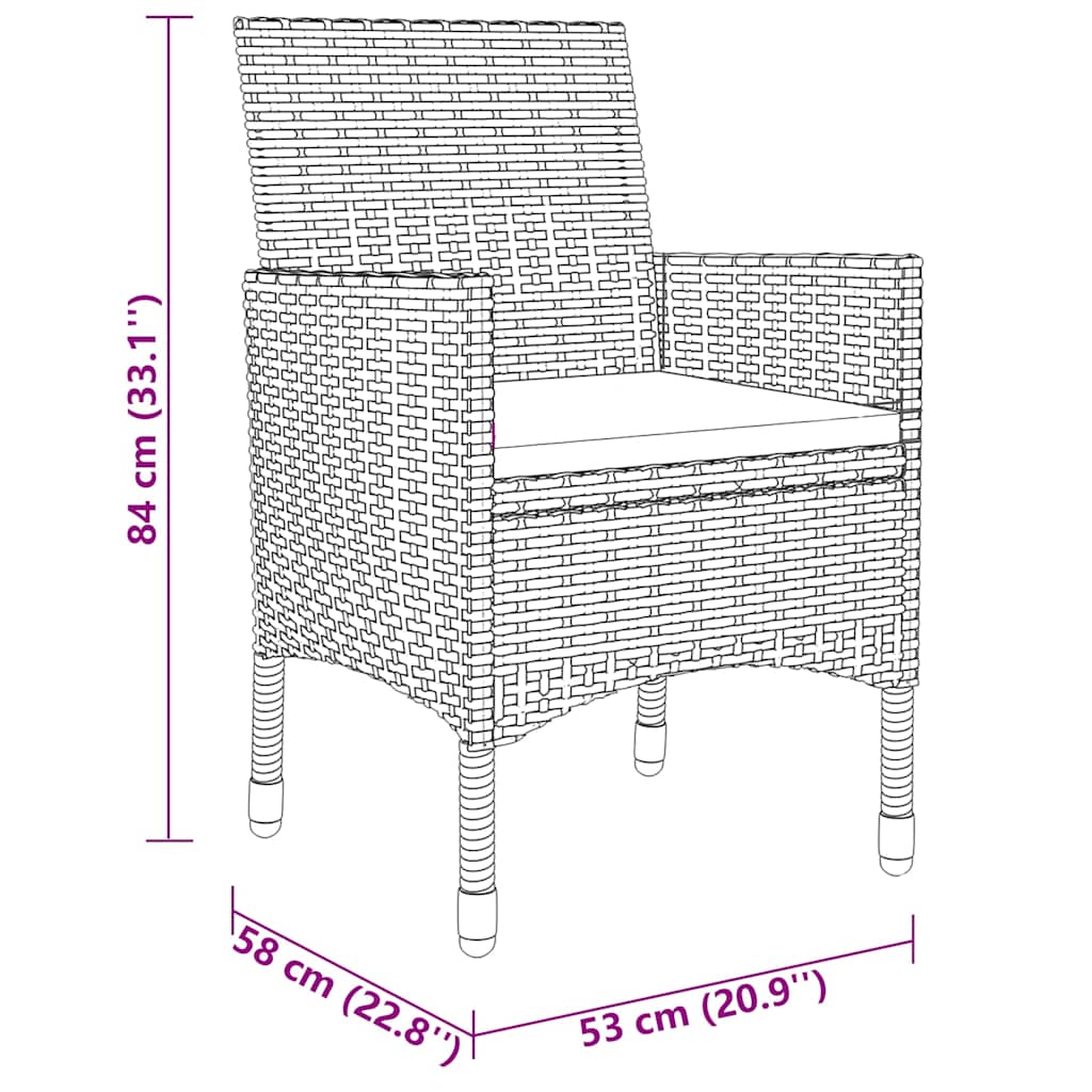 Set da Pranzo Giardino 5 pz Polyrattan e Vetro Temperato Grigio