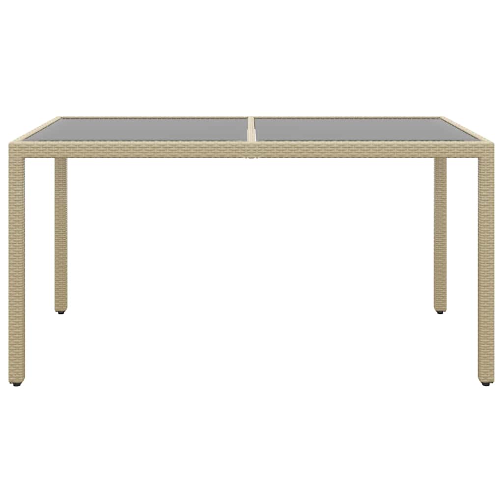 Set da Pranzo Giardino 5 pz Polyrattan e Vetro Temperato Beige