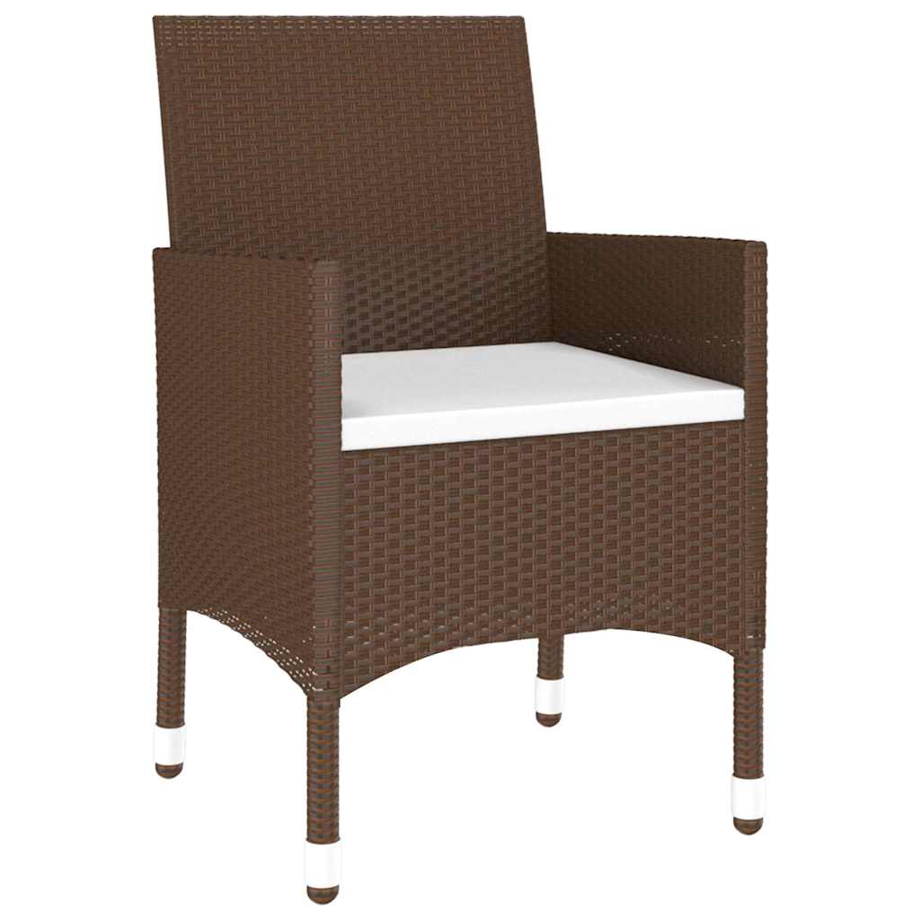 Set da Pranzo Giardino 5 pz Polyrattan Vetro Temperato Marrone