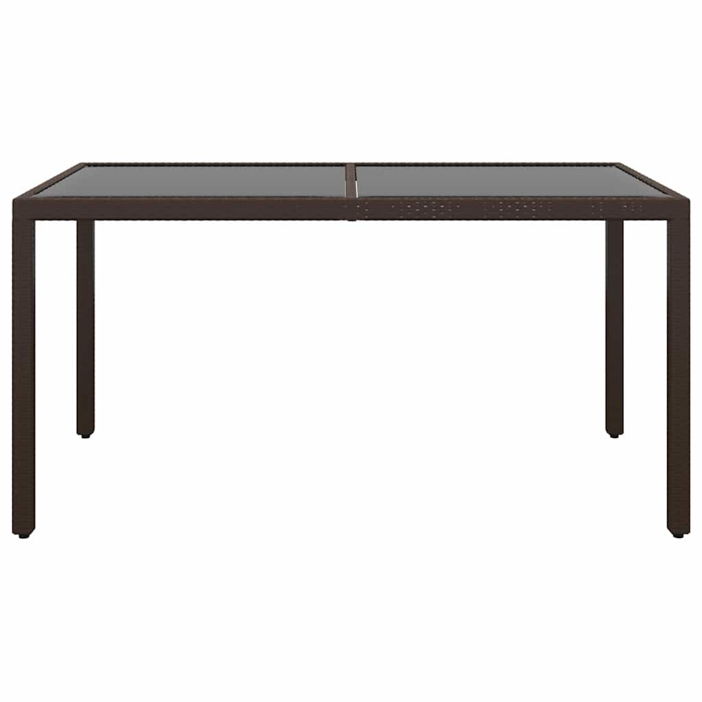 Set da Pranzo Giardino 5 pz Polyrattan Vetro Temperato Marrone