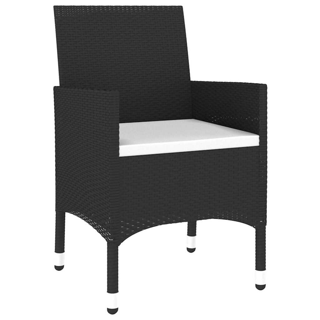 Set da Pranzo per Giardino 5 pz in Polyrattan Nero