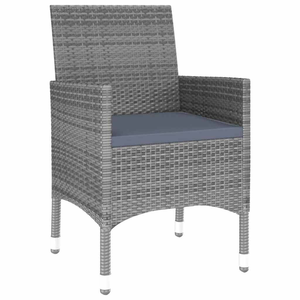 Set da Pranzo per Giardino 5 pz in Polyrattan Grigio