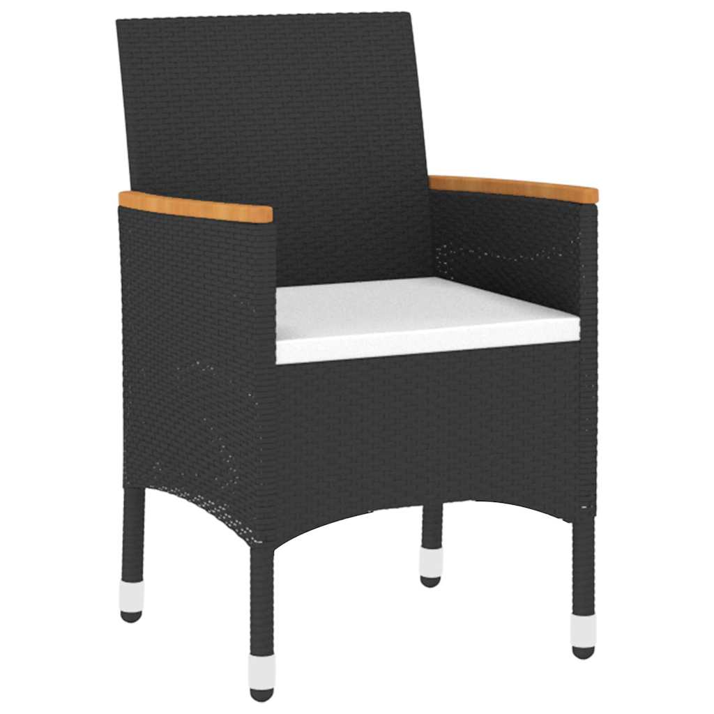 Set da Pranzo per Giardino 5 pz in Polyrattan Nero