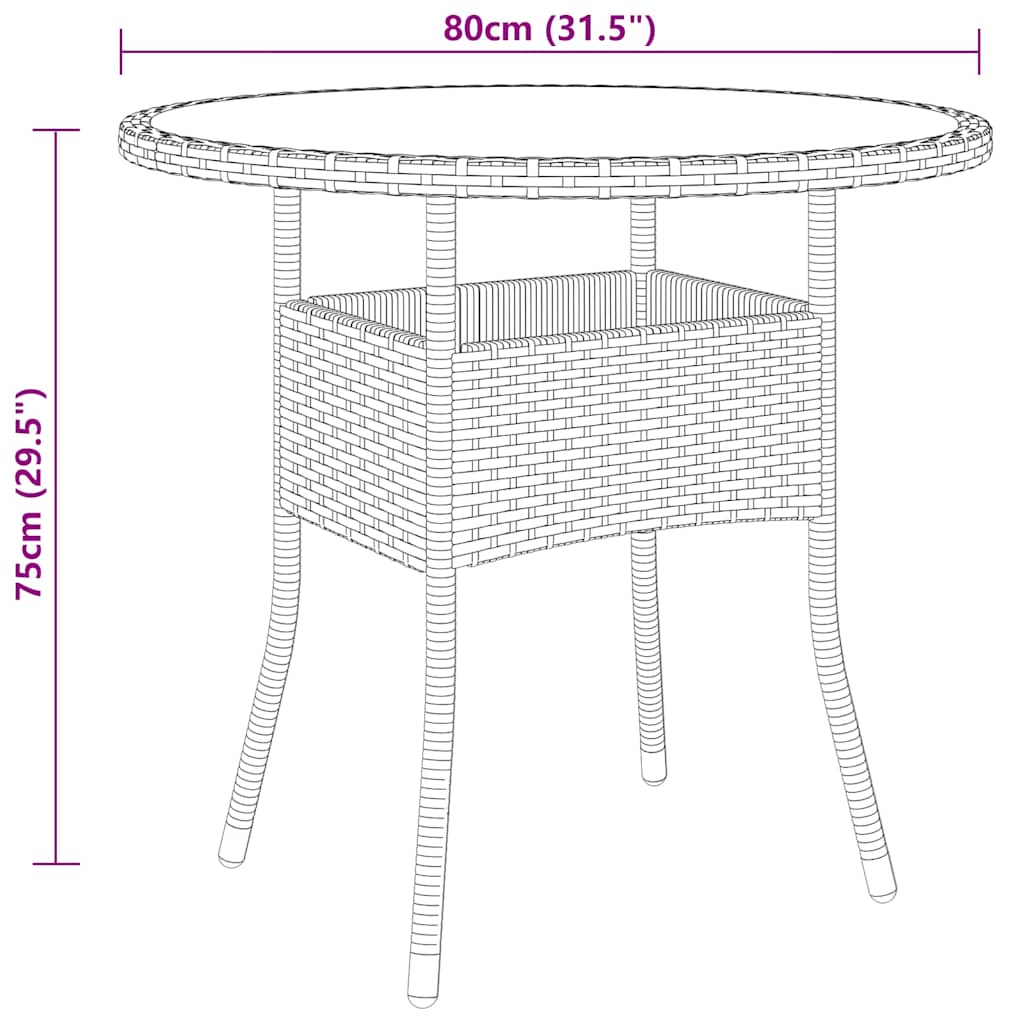 Set da Pranzo per Giardino 5 pz in Polyrattan Grigio