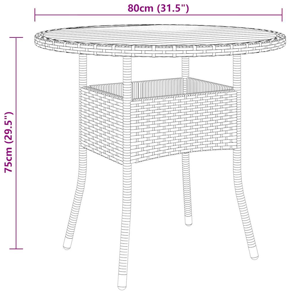 Set da Pranzo per Giardino 5 pz in Polyrattan Grigio