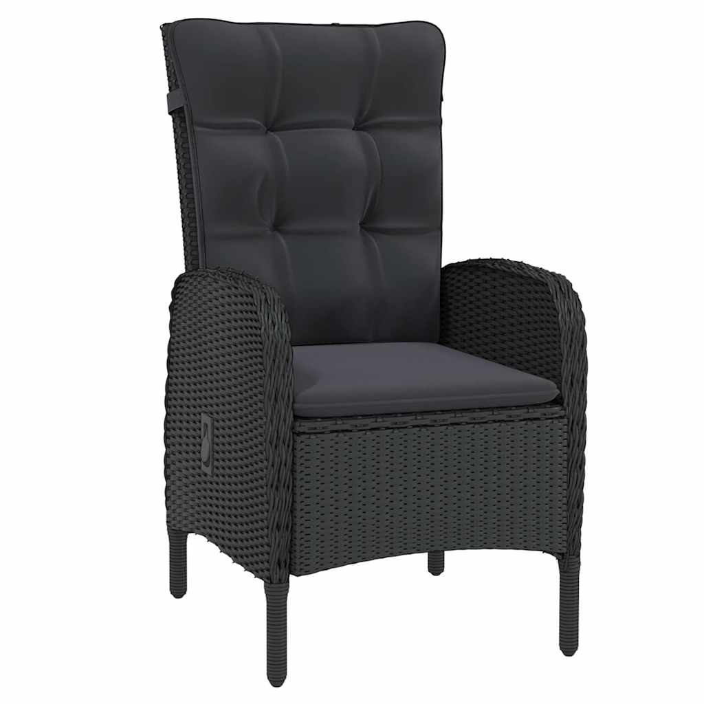 Set da Pranzo per Giardino 3 pz in Polyrattan Nero
