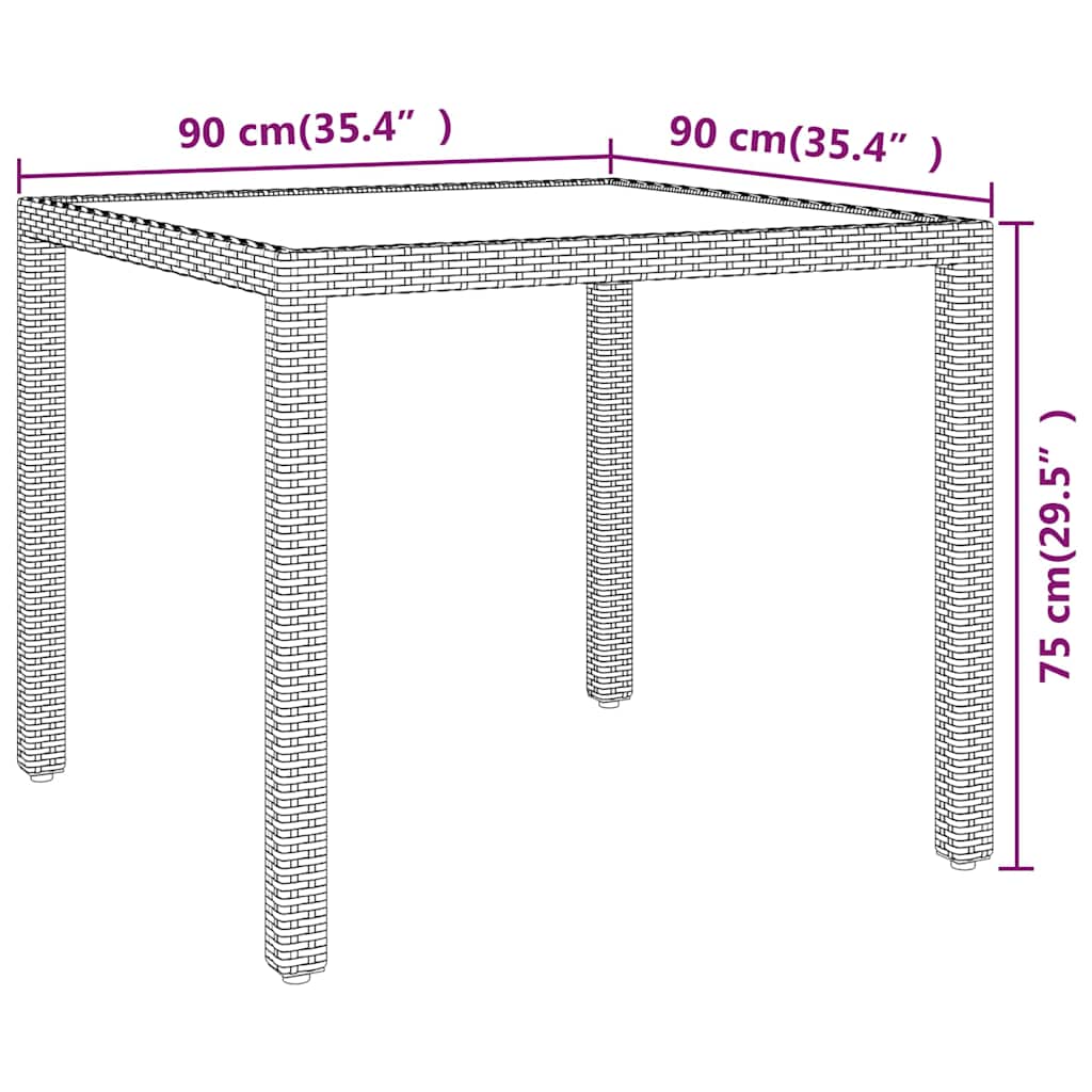 Set da Pranzo per Giardino 3 pz in Polyrattan Nero
