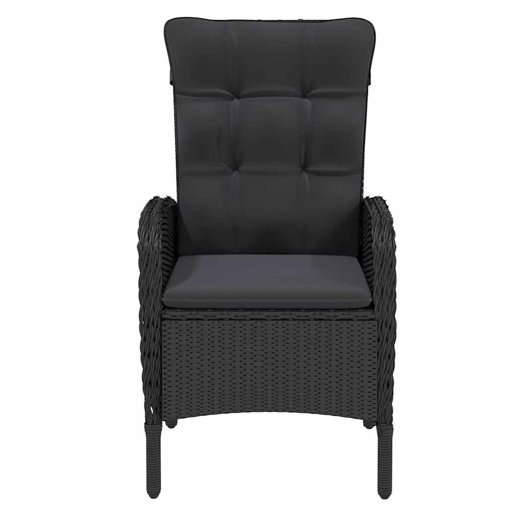 Set da Pranzo per Giardino 3 pz in Polyrattan Nero