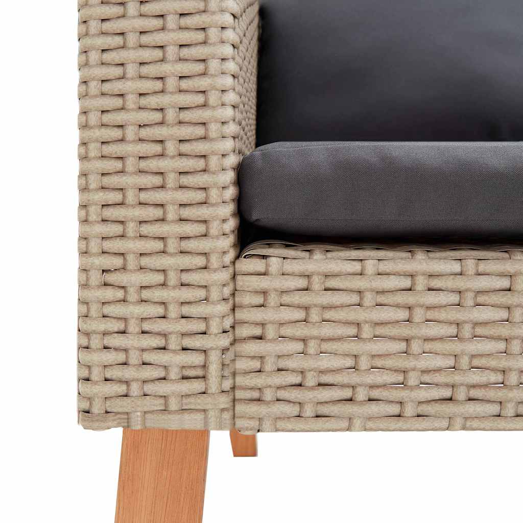 Set Divani da Giardino 4 pz con Cuscini in Polyrattan Beige