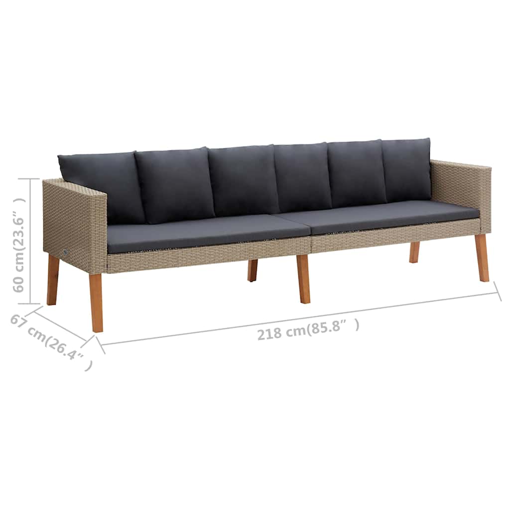 Set Divani da Giardino 4 pz con Cuscini in Polyrattan Beige