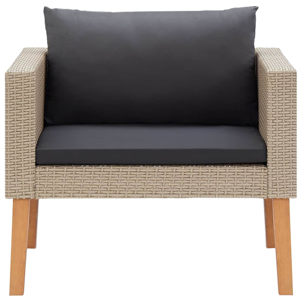 Set Divani da Giardino 4 pz con Cuscini in Polyrattan Beige
