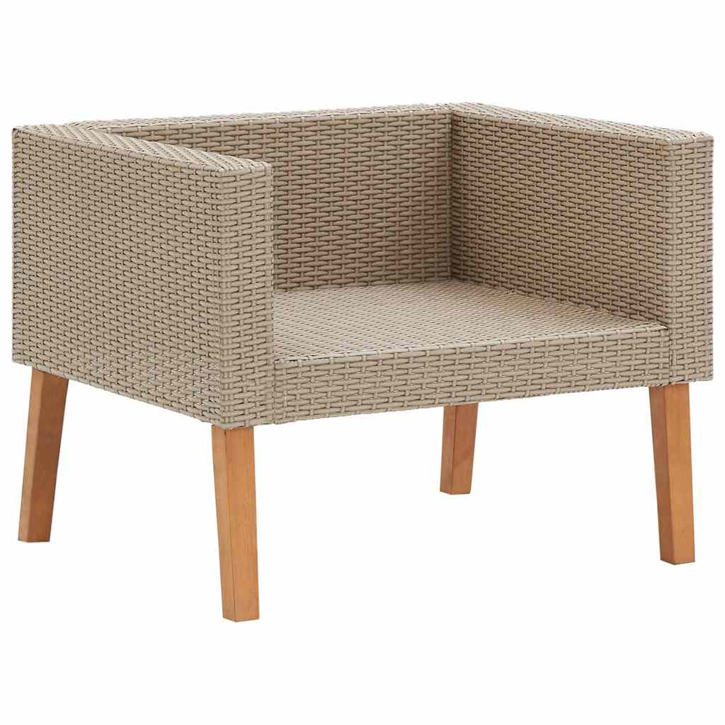 Set Divani da Giardino 4 pz con Cuscini in Polyrattan Beige