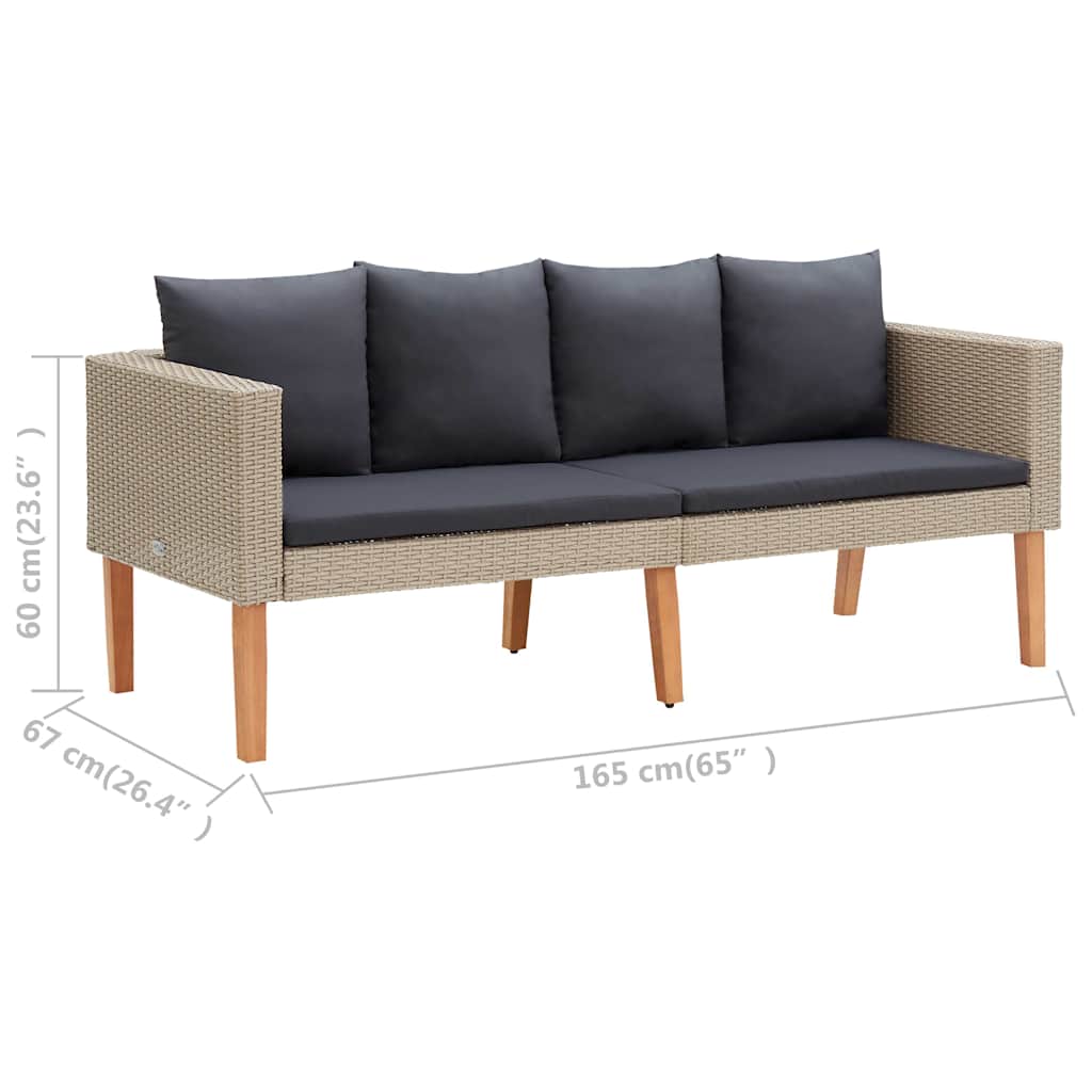 Set Divani da Giardino 4 pz con Cuscini in Polyrattan Beige