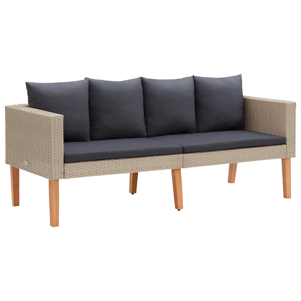 Set Divani da Giardino 4 pz con Cuscini in Polyrattan Beige