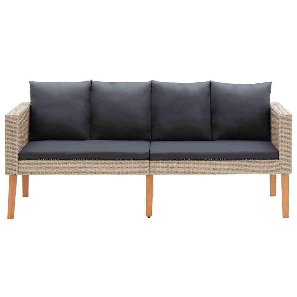 Set Divani da Giardino 4 pz con Cuscini in Polyrattan Beige