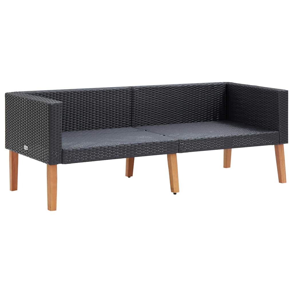 Set Divani da Giardino 3 pz con Cuscini in Polyrattan Nero
