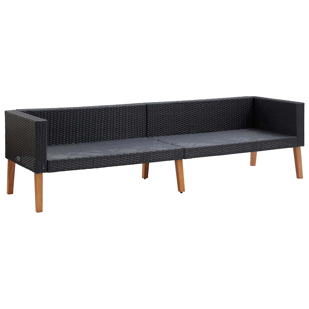 Set Divani da Giardino 3 pz con Cuscini in Polyrattan Nero