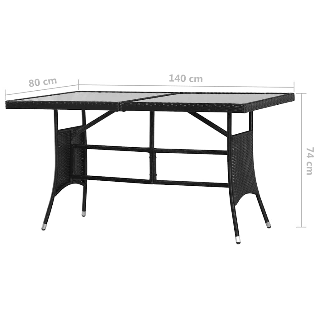 Set Mobili da Pranzo per Giardino 7 pz in Polyrattan Nero