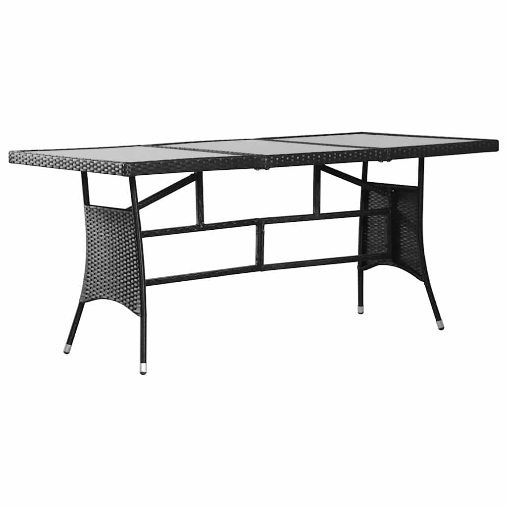 Set Mobili da Pranzo per Giardino 7 pz in Polyrattan Nero
