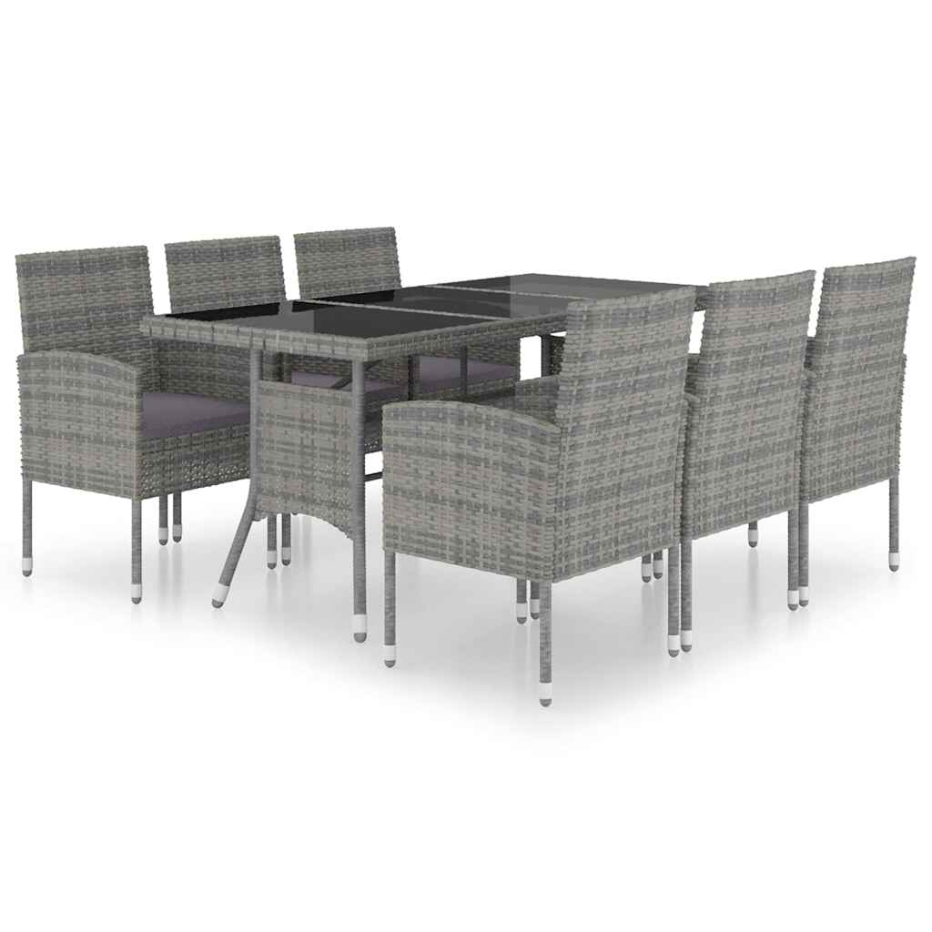 Set Mobili da Pranzo Giardino 7 pz Polyrattan Antracite Grigio