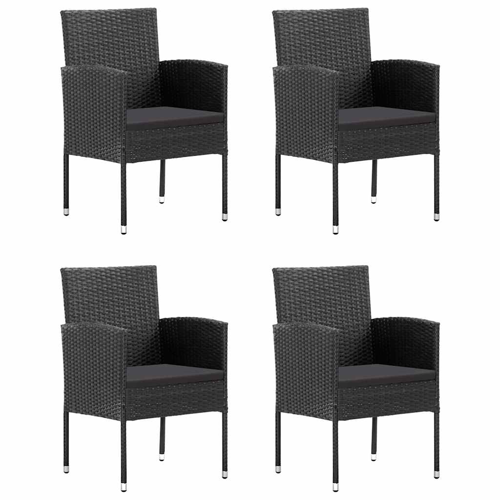Set da Pranzo da Giardino 5 pz in Polyrattan Nero