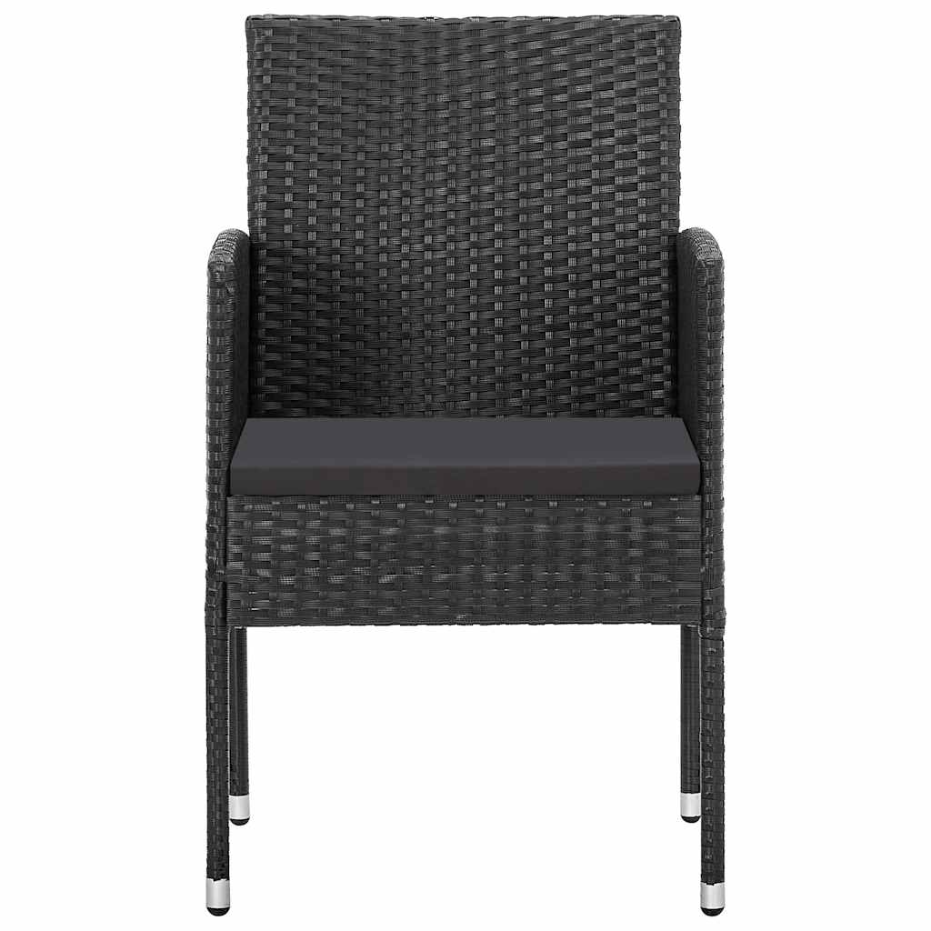 Set da Pranzo da Giardino 5 pz in Polyrattan Nero