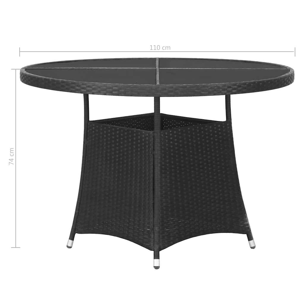 Set Mobili da Pranzo per Giardino 7 pz in Polyrattan Nero