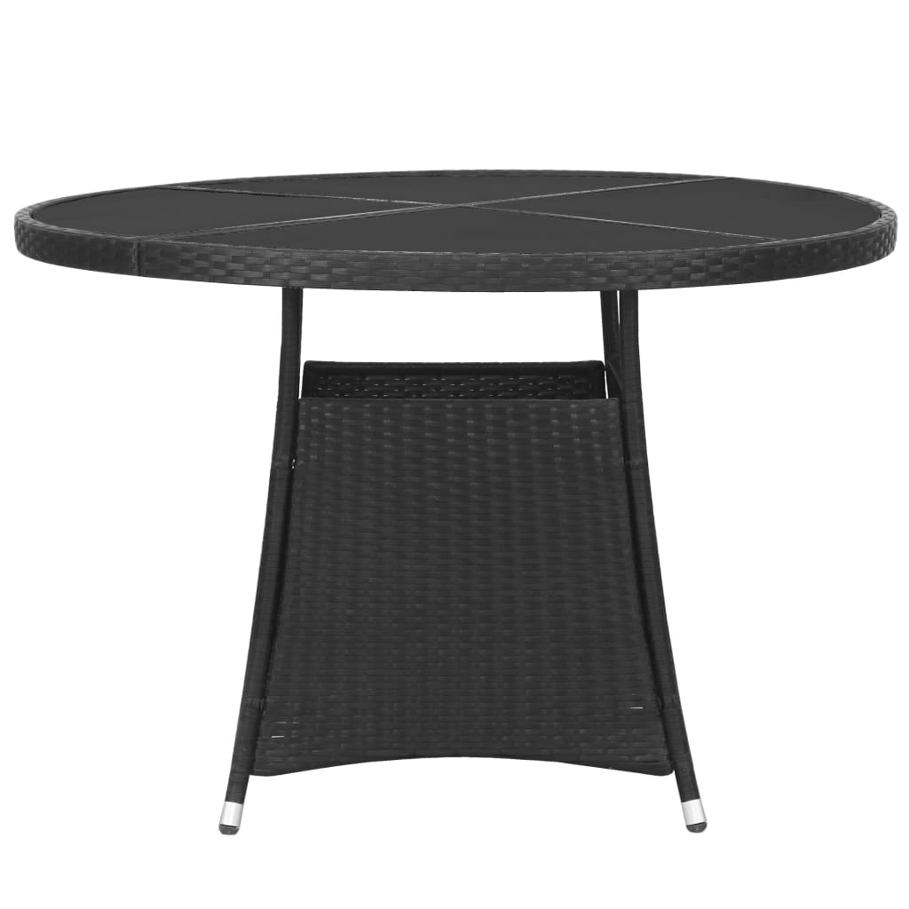 Set Mobili da Pranzo per Giardino 7 pz in Polyrattan Nero