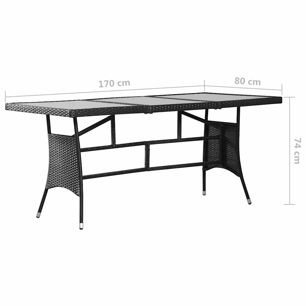 Set Mobili da Pranzo per Giardino 9 pz in Polyrattan Nero