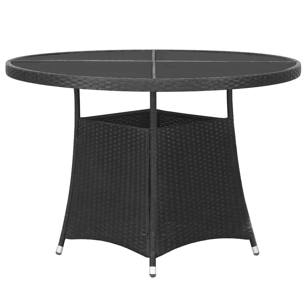 Set da Pranzo da Giardino 7 pz in Polyrattan Nero