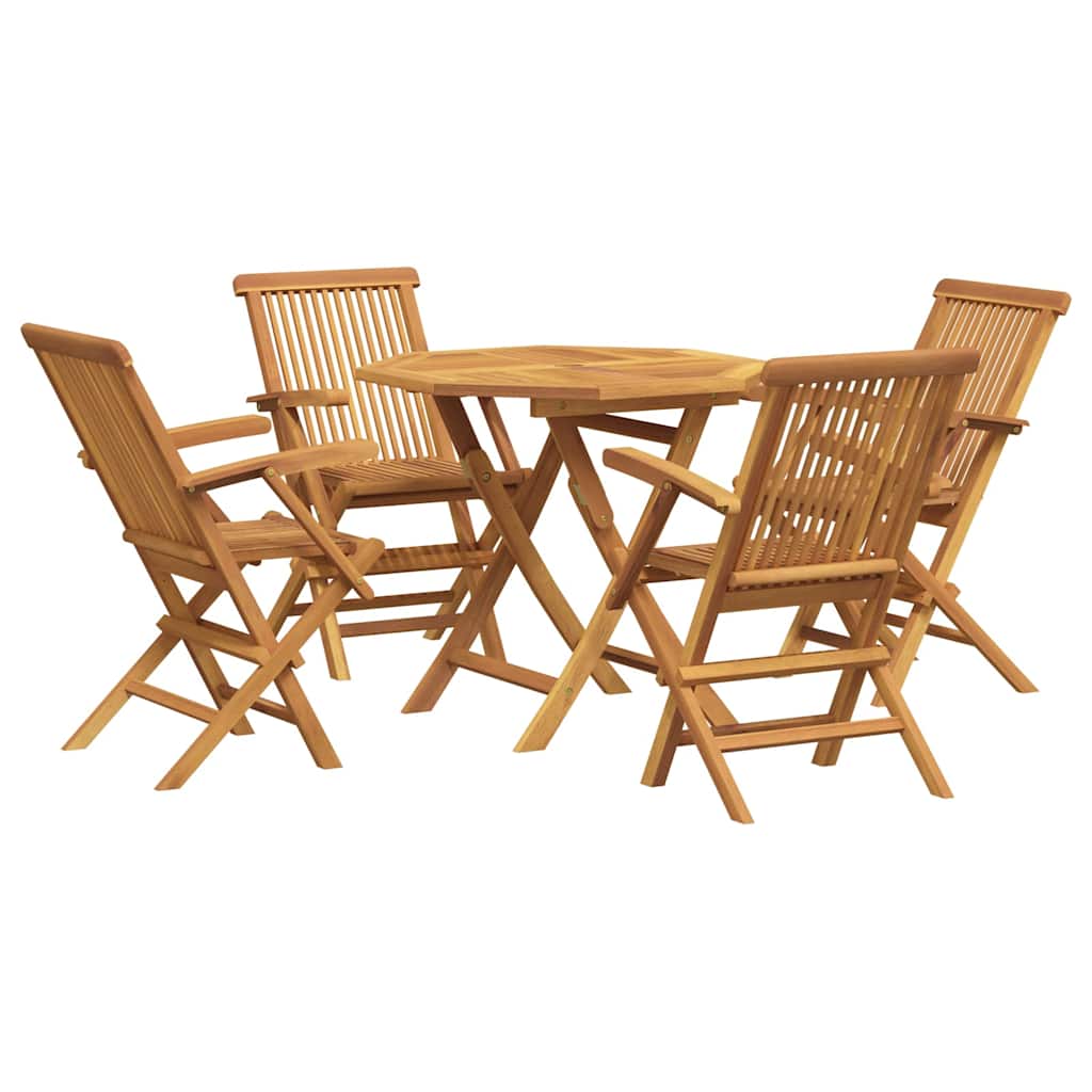 Set da Pranzo da Giardino 5 pz in Legno Massello di Teak